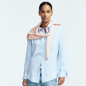 Ralph Lauren Black Label sz Small pastel blue linen long sleeve blouse top shirt